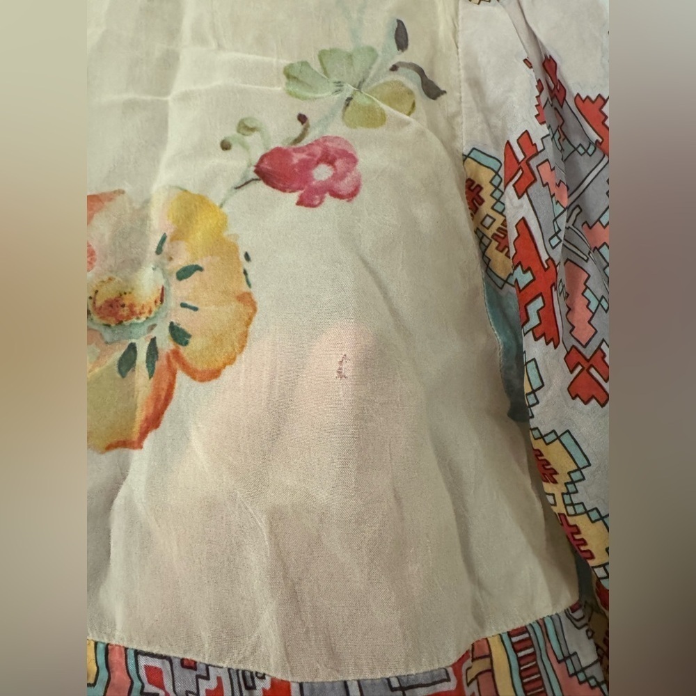 Johnny Was Silk Alamo Floral Indian Print Geometric Tunic Top Flowy Small *Read - Picture 4 of 11